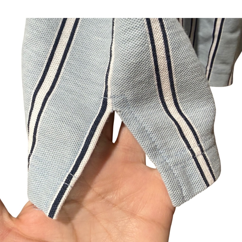 Vintage Haband Casual Joe Mens Med Blue Striped Short Sleeve Polo Shirt Pocket - Picture 8 of 8